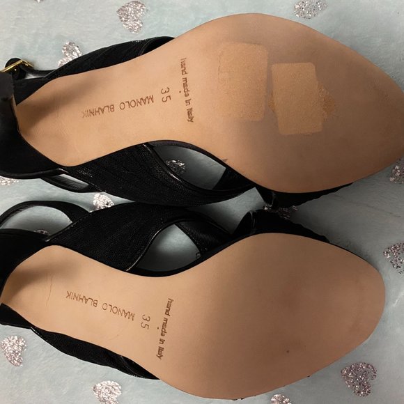 MANOLO BLAHNIK Black criss-cross Heels sz 5-NIB - Picture 6 of 9